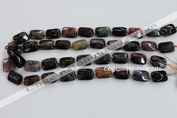 CAA589 15.5 inches 13*18mm faceted rectangle dragon veins agate beads