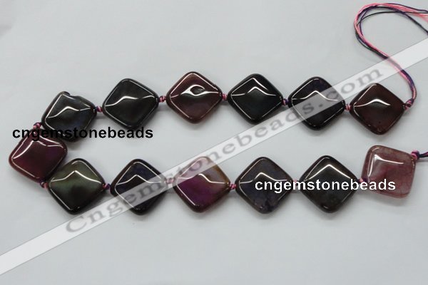 CAA593 15.5 inches 25*25mm faceted diamond dragon veins agate beads