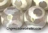 CAA5930 8mm, 10mm & 12mm faceted round AB-color tibetan agate beads