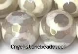 CAA5930 8mm, 10mm & 12mm faceted round AB-color tibetan agate beads