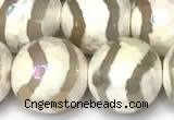 CAA5931 8mm, 10mm & 12mm faceted round AB-color tibetan agate beads