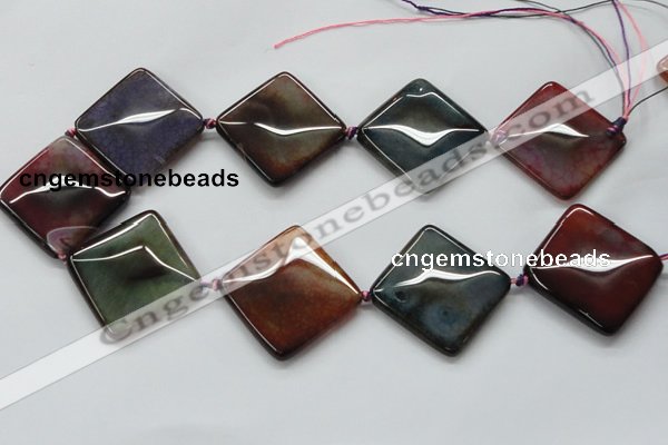 CAA594 15.5 inches 35*35mm faceted diamond dragon veins agate beads