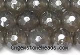 CAA5944 15 inches 8mm faceted round AB-color grey agate beads