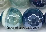 CAA5951 15 inches 12mm faceted round AB-color line agate beads