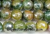 CAA5952 15 inches 6mm faceted round AB-color line agate beads