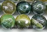 CAA5954 15 inches 10mm faceted round AB-color line agate beads