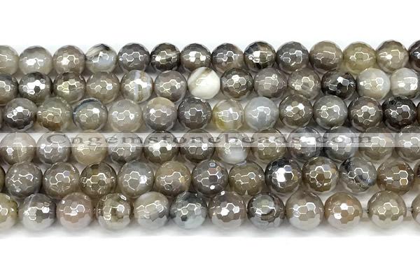 CAA5957 15 inches 8mm faceted round AB-color line agate beads