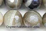 CAA5959 15 inches 12mm faceted round AB-color line agate beads