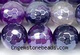 CAA5983 15 inches 8mm faceted round AB-color line agate beads