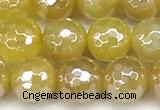 CAA5987 15 inches 6mm faceted round AB-color line agate beads