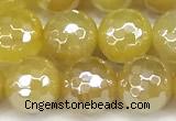 CAA5988 15 inches 8mm faceted round AB-color line agate beads