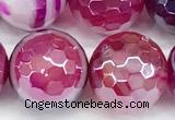 CAA5997 15 inches 10mm faceted round AB-color line agate beads