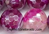 CAA5999 15 inches 14mm faceted round AB-color line agate beads