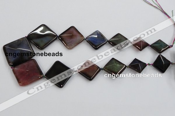 CAA600 20*20mm – 40*40mm faceted diamond dragon veins agate beads