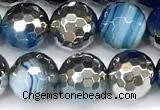 CAA6021 15 inches 8mm faceted round electroplated line agate beads