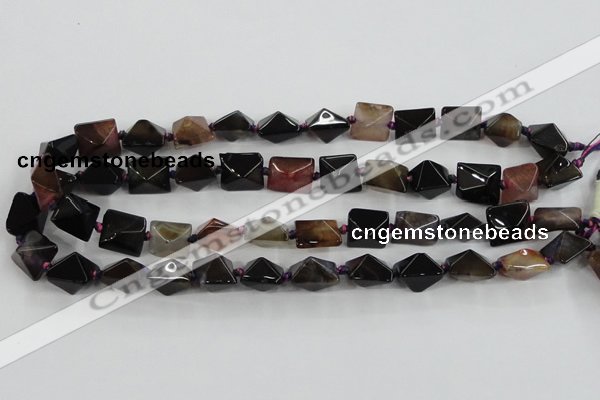 CAA603 15.5 inches 13*13*15mm pyramid dragon veins agate beads