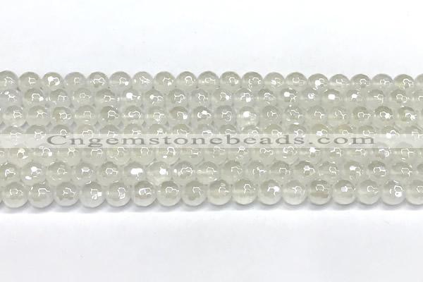 CAA6030 15 inches 6mm faceted round AB-color white agate beads