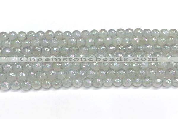 CAA6034 15 inches 6mm faceted round AB-color white agate beads