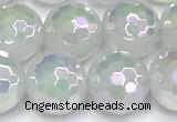 CAA6036 15 inches 10mm faceted round AB-color white agate beads