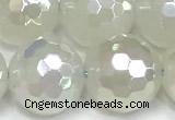 CAA6037 15 inches 12mm faceted round AB-color white agate beads