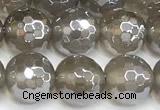 CAA6039 15 inches 8mm faceted round AB-color grey agate beads