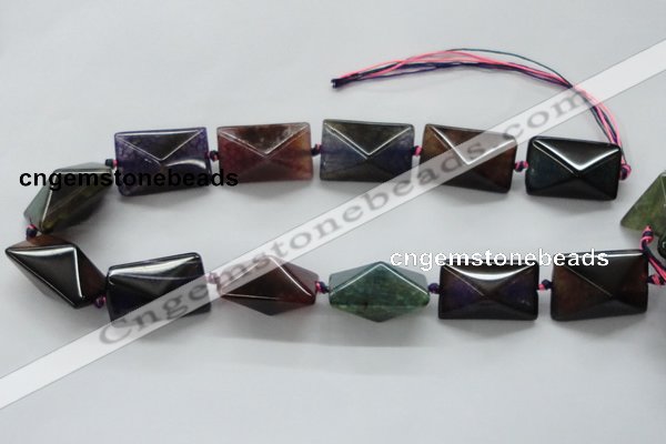 CAA604 15.5 inches 20*20*30mm pyramid dragon veins agate beads