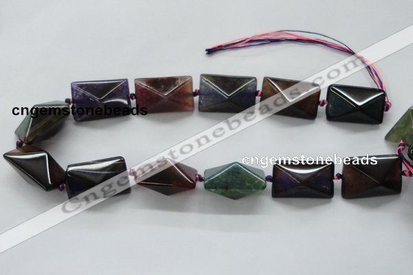 CAA604 15.5 inches 20*20*30mm pyramid dragon veins agate beads