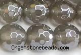 CAA6040 15 inches 10mm faceted round AB-color grey agate beads