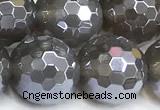 CAA6041 15 inches 12mm faceted round AB-color grey agate beads