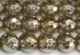 CAA6046 15 inches 6mm faceted round AB-color yellow agate beads