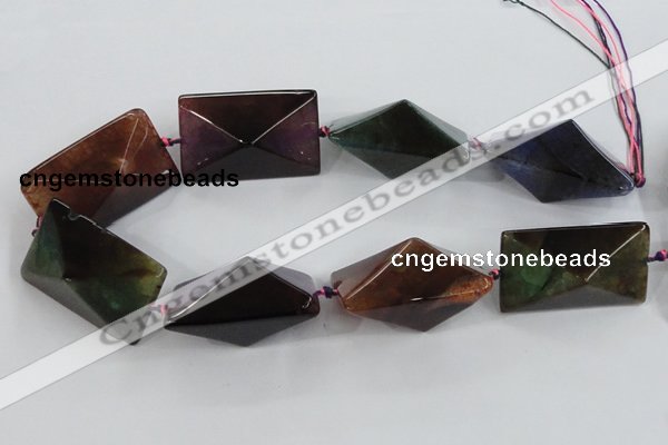 CAA605 15.5 inches 30*30*45mm pyramid dragon veins agate beads