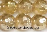 CAA6052 15 inches 10mm faceted round AB-color yellow agate beads