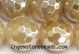 CAA6053 15 inches 12mm faceted round AB-color yellow agate beads