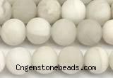 CAA6076 15 inches 6mm round matte white crazy lace agate beads