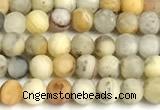 CAA6085 15 inches 4mm round matte yellow crazy lace agate beads