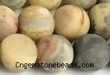 CAA6089 15 inches 12mm round matte yellow crazy lace agate beads