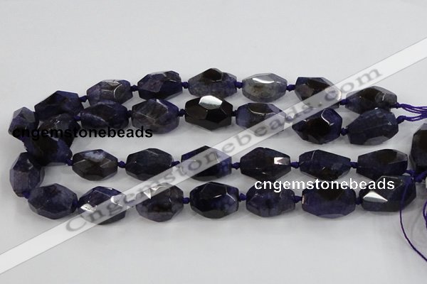 CAA612 15.5 inches 18*25mm faceted nuggets dragon veins agate beads