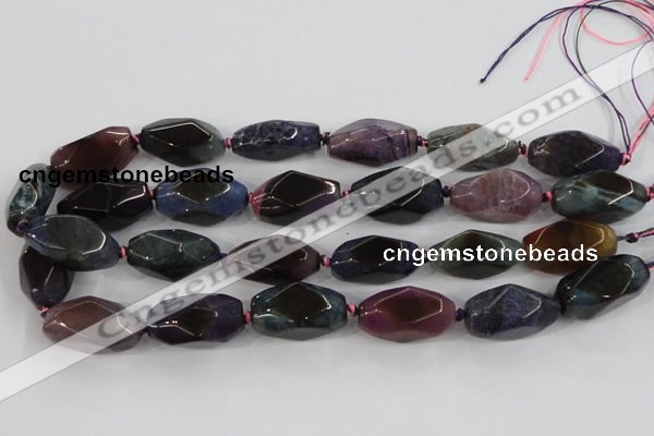 CAA614 15.5 inches 15*30mm faceted nuggets dragon veins agate beads