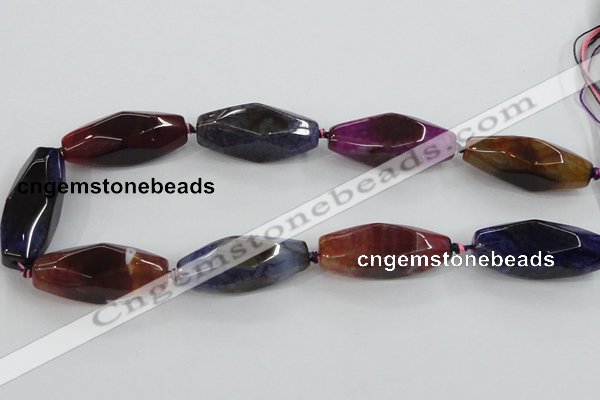 CAA615 15.5 inches 16*40mm faceted rice dragon veins agate beads