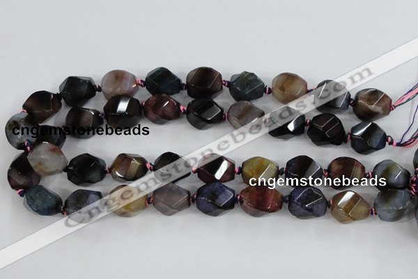 CAA618 15.5 inches 15*20mm faceted & twisted dragon veins agate beads