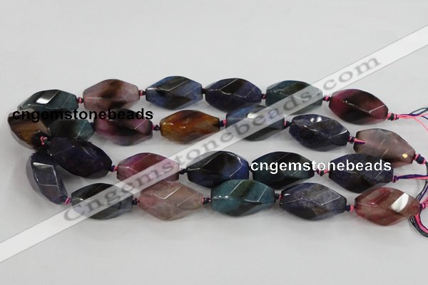 CAA619 15.5 inches 16*30mm faceted & twisted dragon veins agate beads