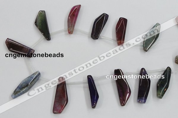 CAA624 top-drilled 15*42mm freeform dragon veins agate beads