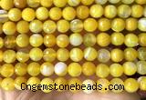 CAA6311 15 inches 8mm faceted round yellow banded agate beads