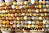 CAA6315 15 inches 6mm faceted round orange banded agate beads