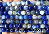 CAA6336 15 inches 8mm faceted round blue banded agate beads