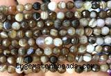 CAA6345 15 inches 6mm faceted round coffee banded agate beads