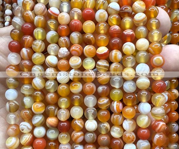 CAA6366 15 inches 6mm round orange banded agate beads wholesale