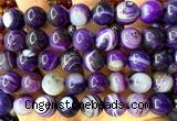 CAA6374 15 inches 12mm round purple banded agate beads wholesale