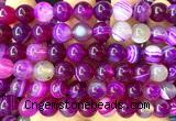 CAA6378 15 inches 10mm round fuchsia banded agate beads wholesale