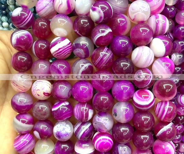 CAA6379 15 inches 12mm round fuchsia banded agate beads wholesale